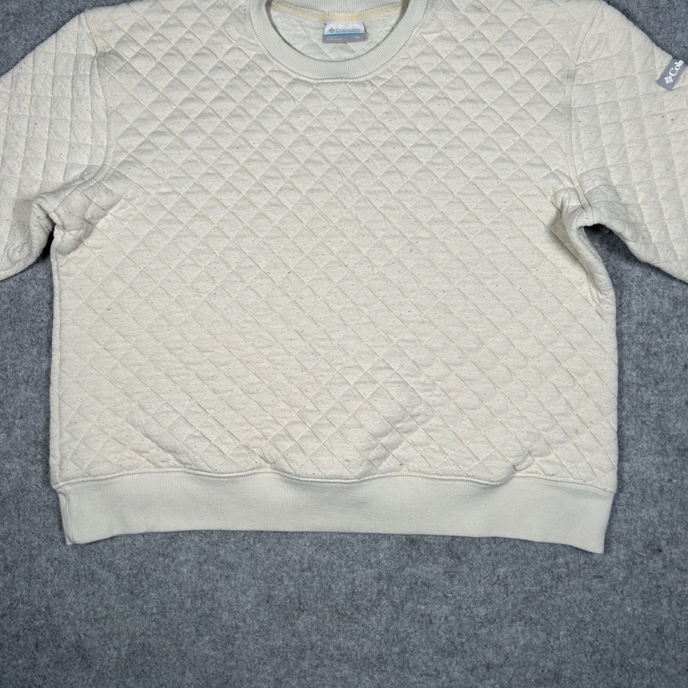 Columbia Sweatshirt Womens XL Cream Quilted Crewneck Pullover‎ Outdoor Casual - Picture 3 of 15